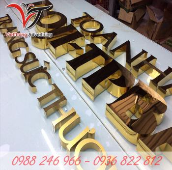 Chữ inox gương vàng