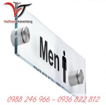 Biển chất liệu kính cắt dán chữ bắt trụ chấu