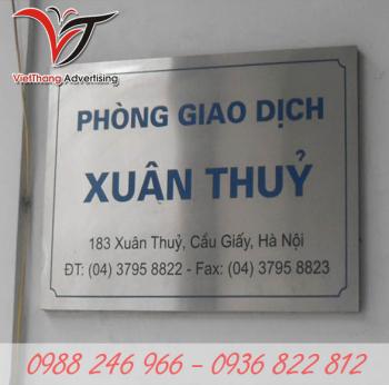 Biển phòng giao dịch chất liệu inox
